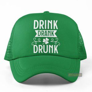 🆕Drink Drank Drunk Foam Trucker Hat Mesh Snapback Cap Green